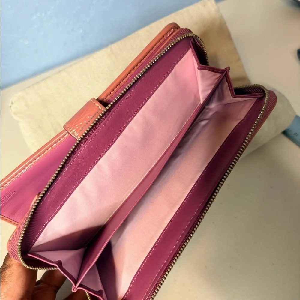 Coach Tan and Pink Signature Wallet